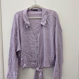 Zara Size XXL Women's Light Purple Button-Down Shirt